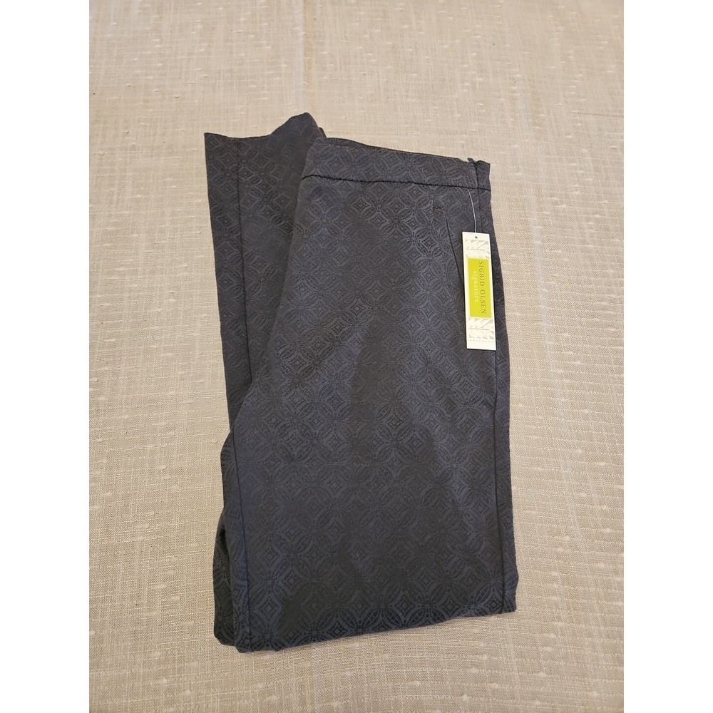 Singred Olsen Pants Women 6 Gray Cigarette Style Pin Up Geometric Pattern Chic